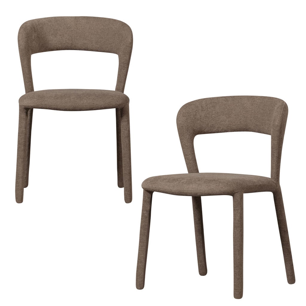 WOOOD WOOOD Noble Eetkamerstoelen - Polyester - Zand Melange - Set van 2