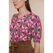 thumbnail: Geisha top met all over print roze/groen