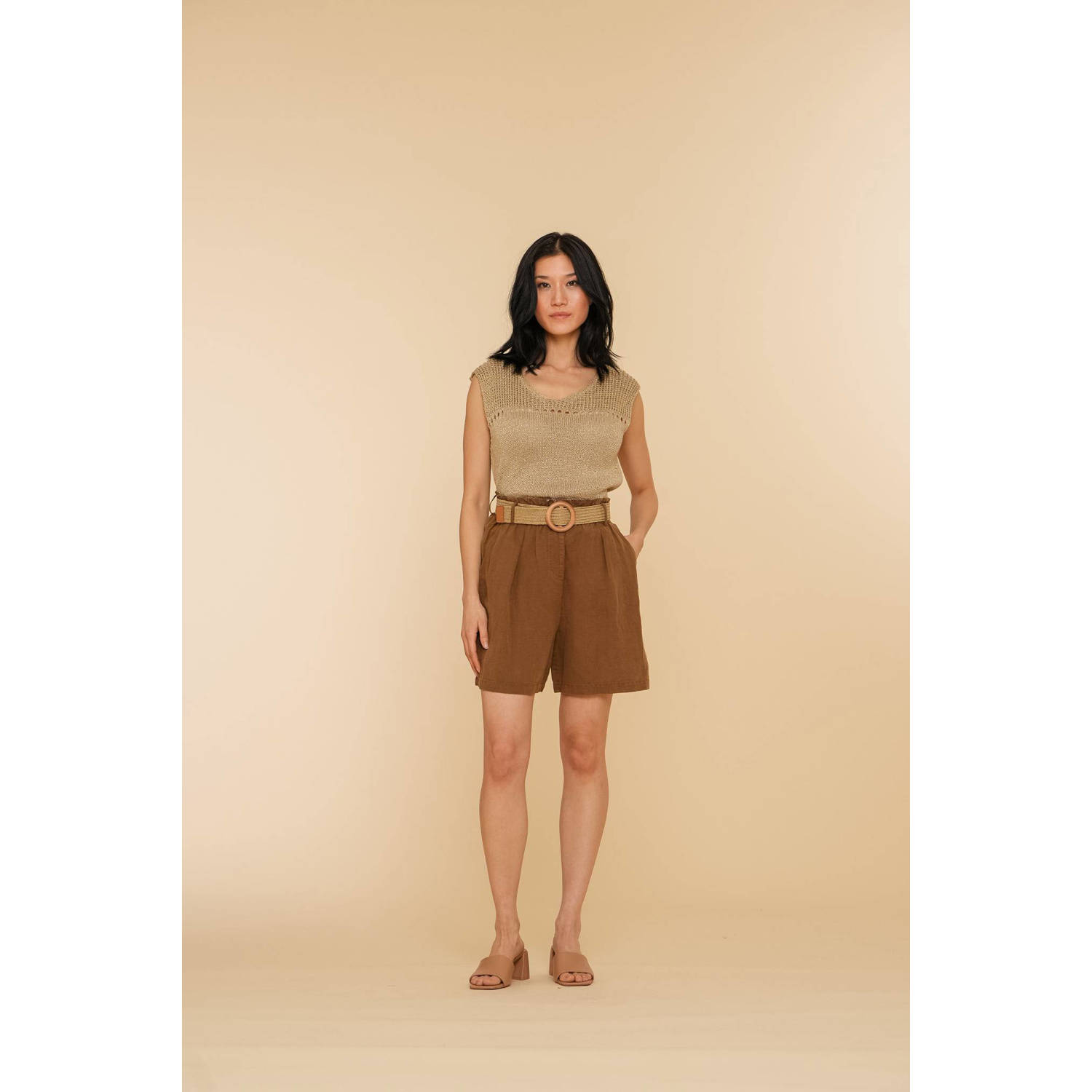 Geisha Stijlvolle Zomer Shorts Brown Dames