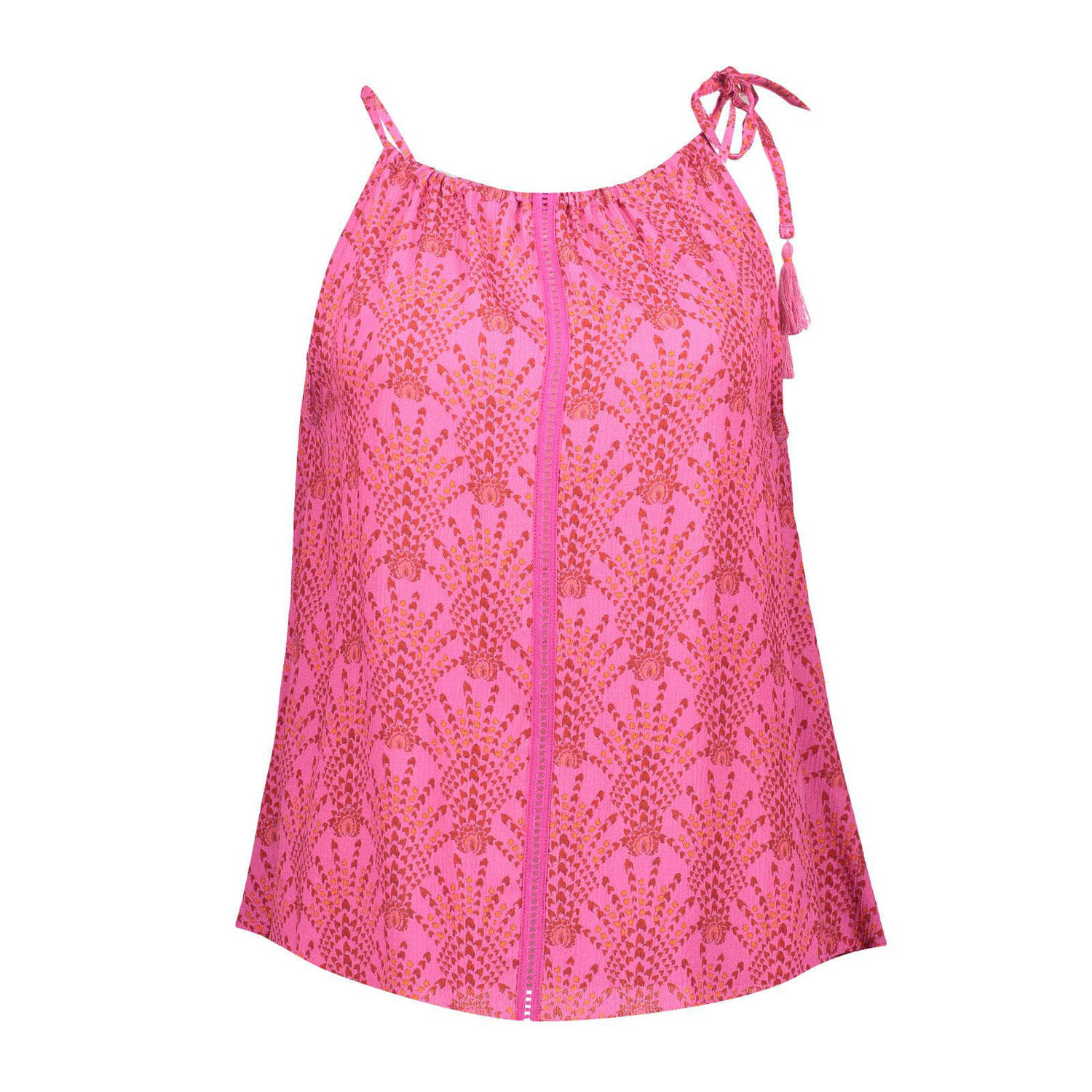 Geisha top met all over print roze