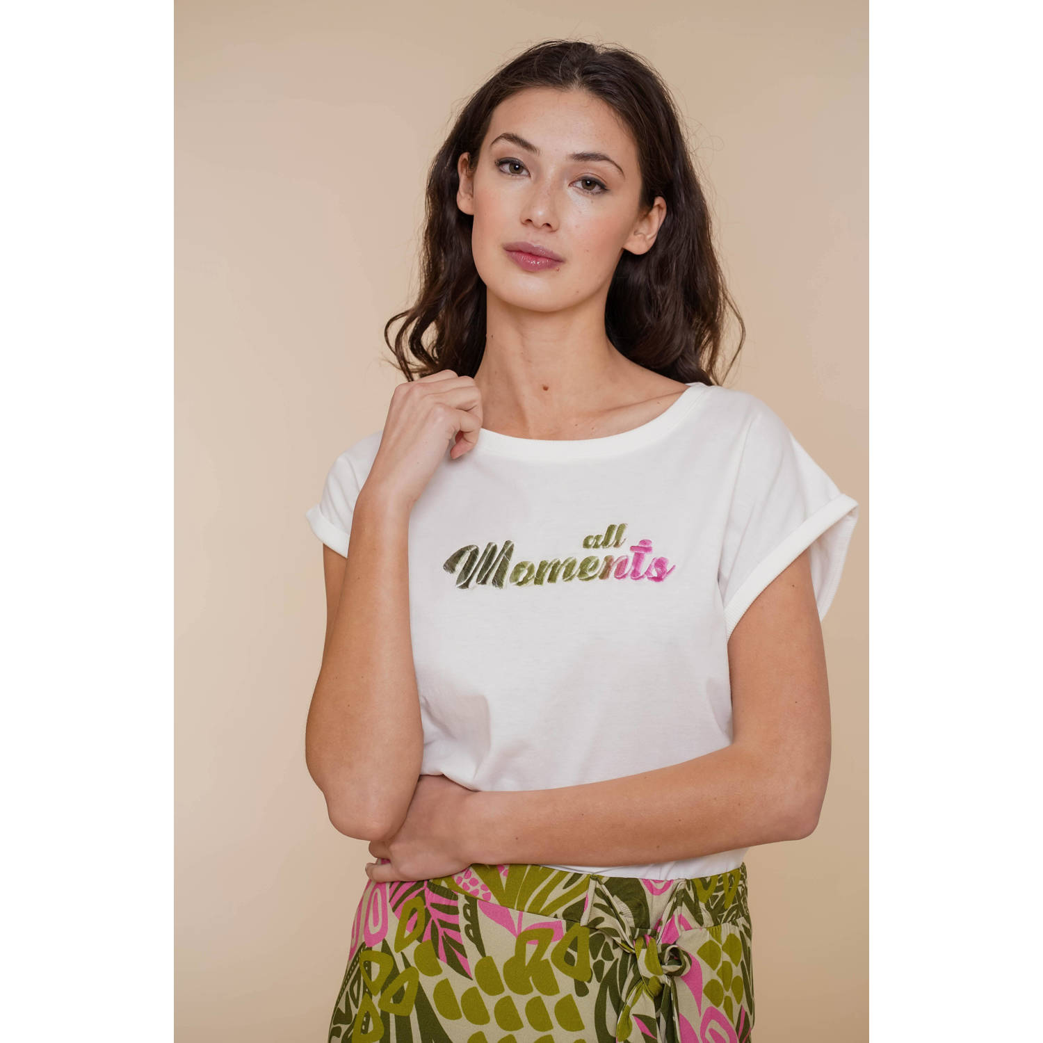 Geisha T-shirt met printopdruk wit
