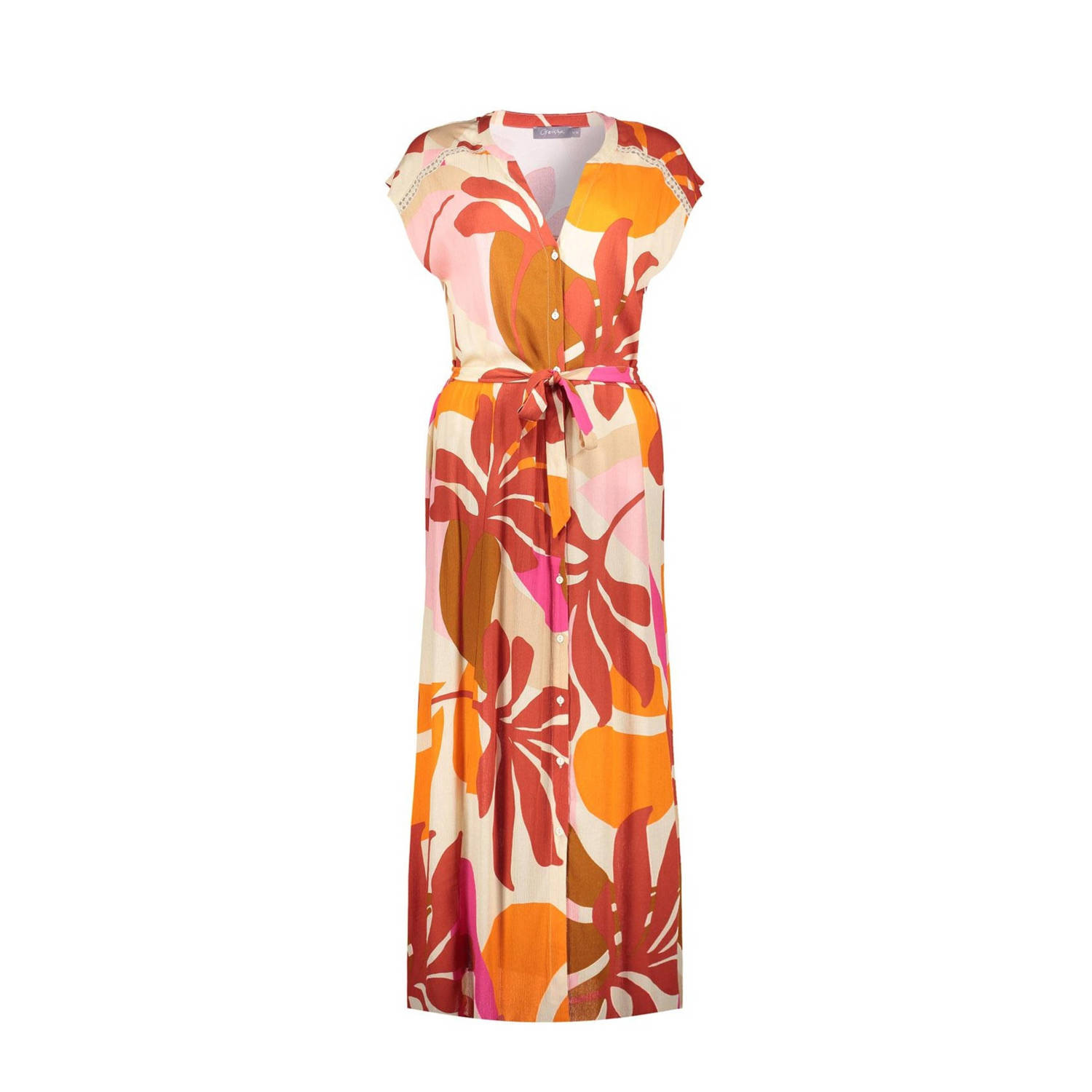 Geisha jurk met all over print oranje rood