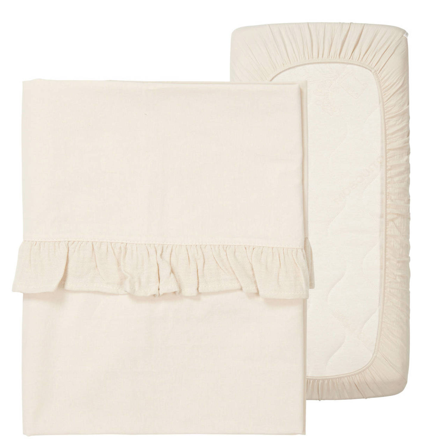 Koeka ledikantlaken + ledikant hoeslaken Faro offwhite