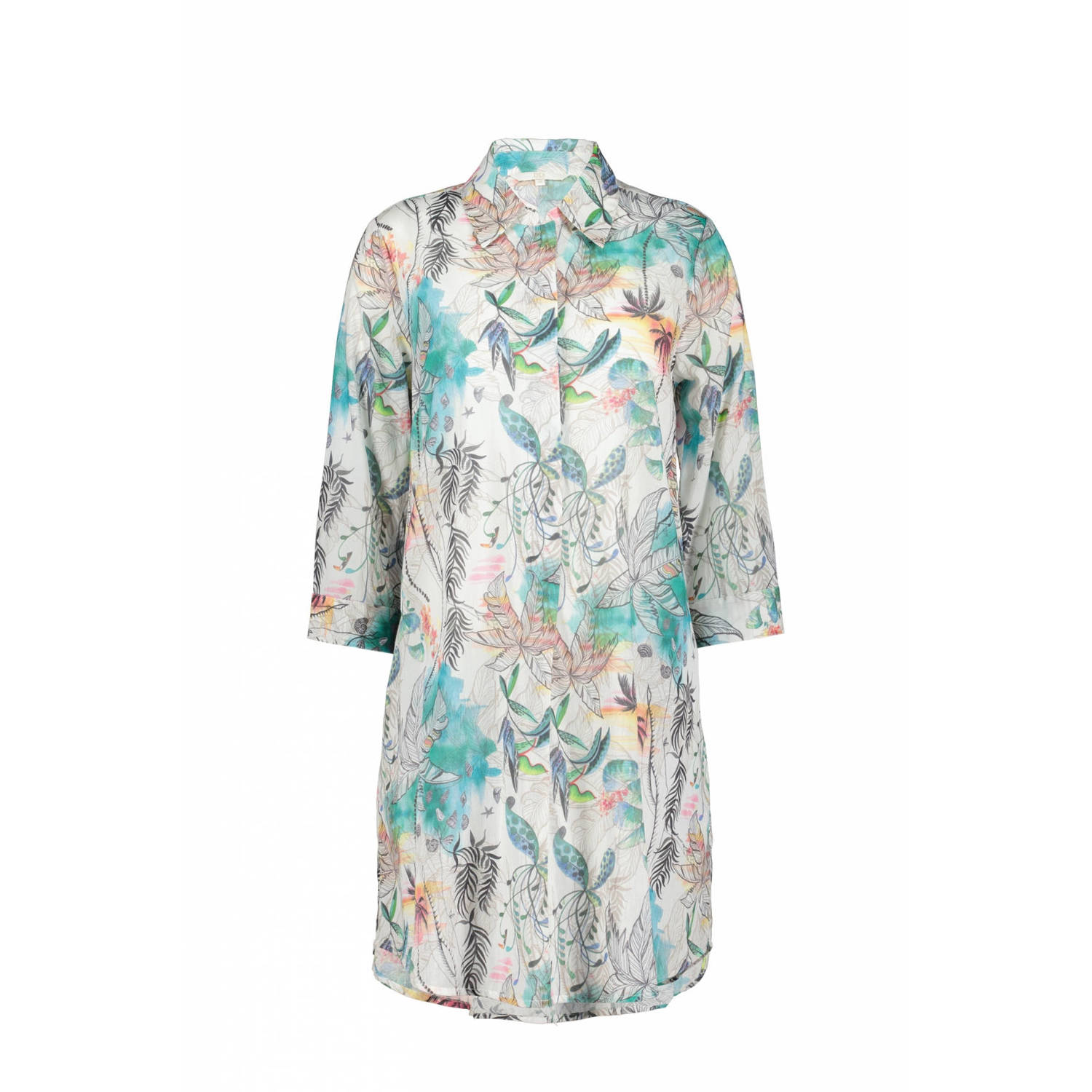 Didi tuniek Flora met all over print ecru blauw roze