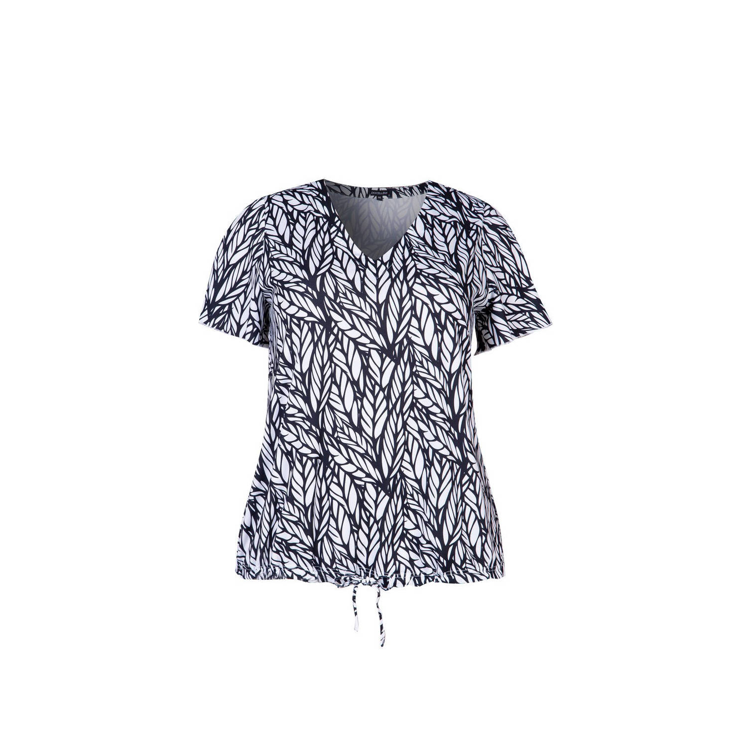 Exxcellent jersey top met all over print zwart wit