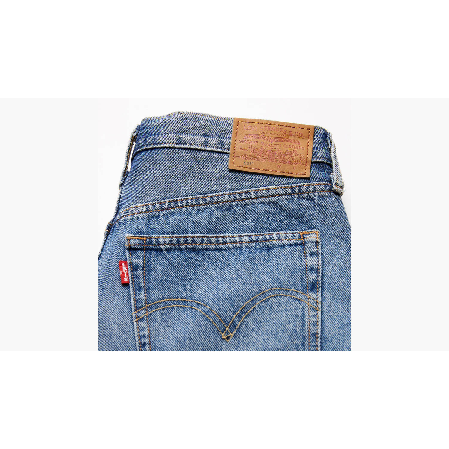 Levi's 501 high waist straight fit jeans short light blue denim
