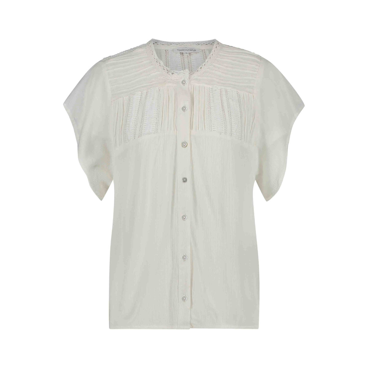 Tramontana Kreukelige korte mouw blouse White Dames