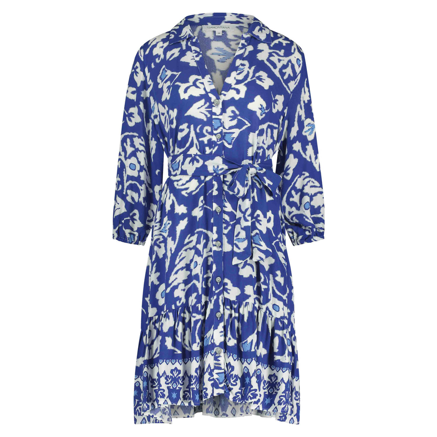 Tramontana blousejurk met all over print blauw wit