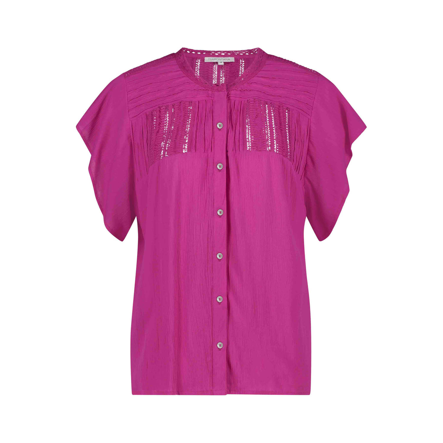Tramontana Kreukelige korte mouw blouse Pink Dames