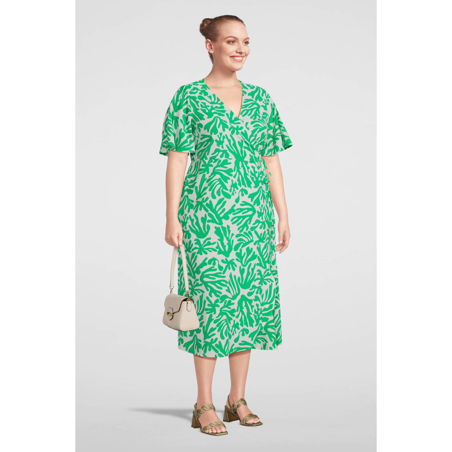 EVOKED VILA wikkeljurk VIHENNA met all over print groen ecru