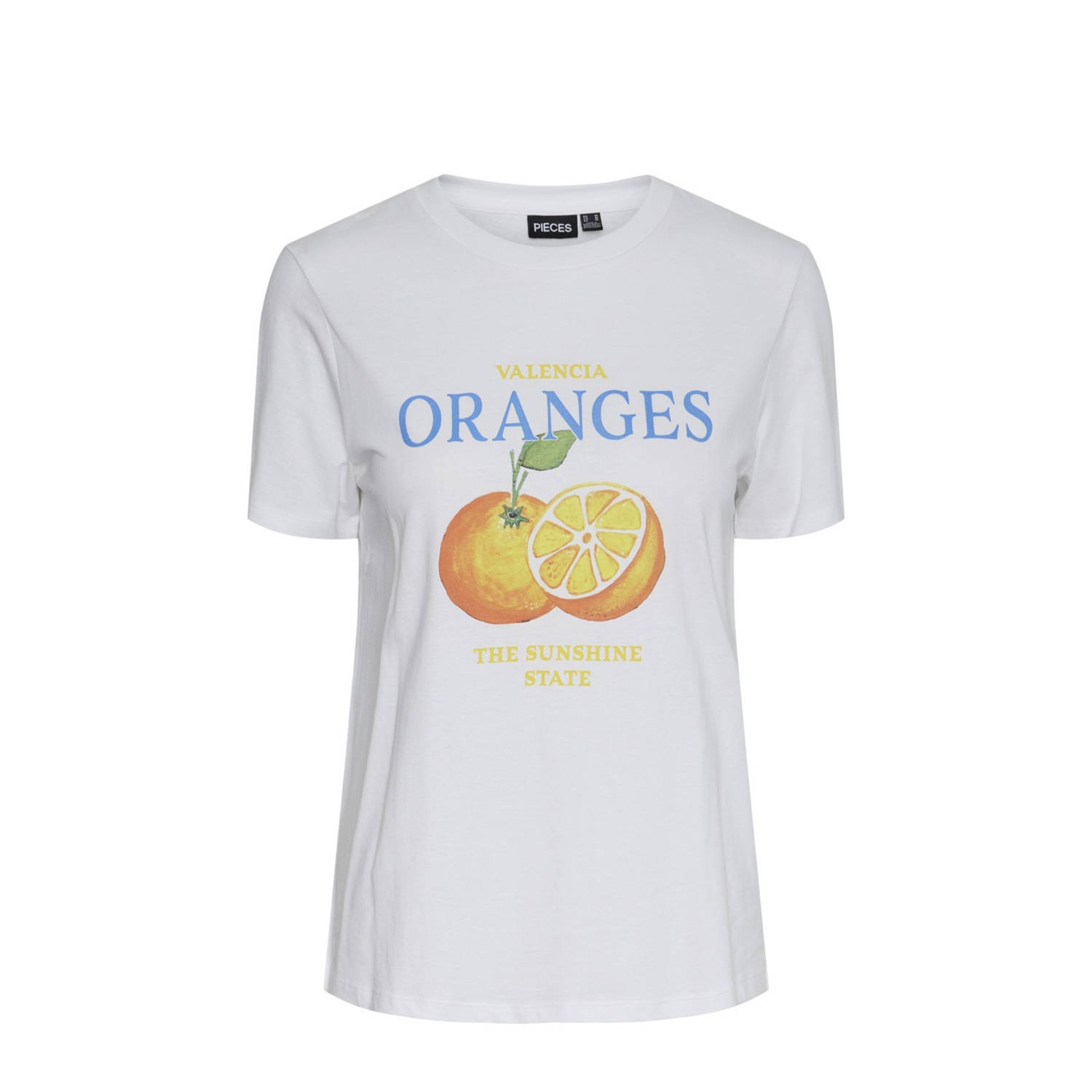 PIECES T-shirt met printopdruk wit oranje