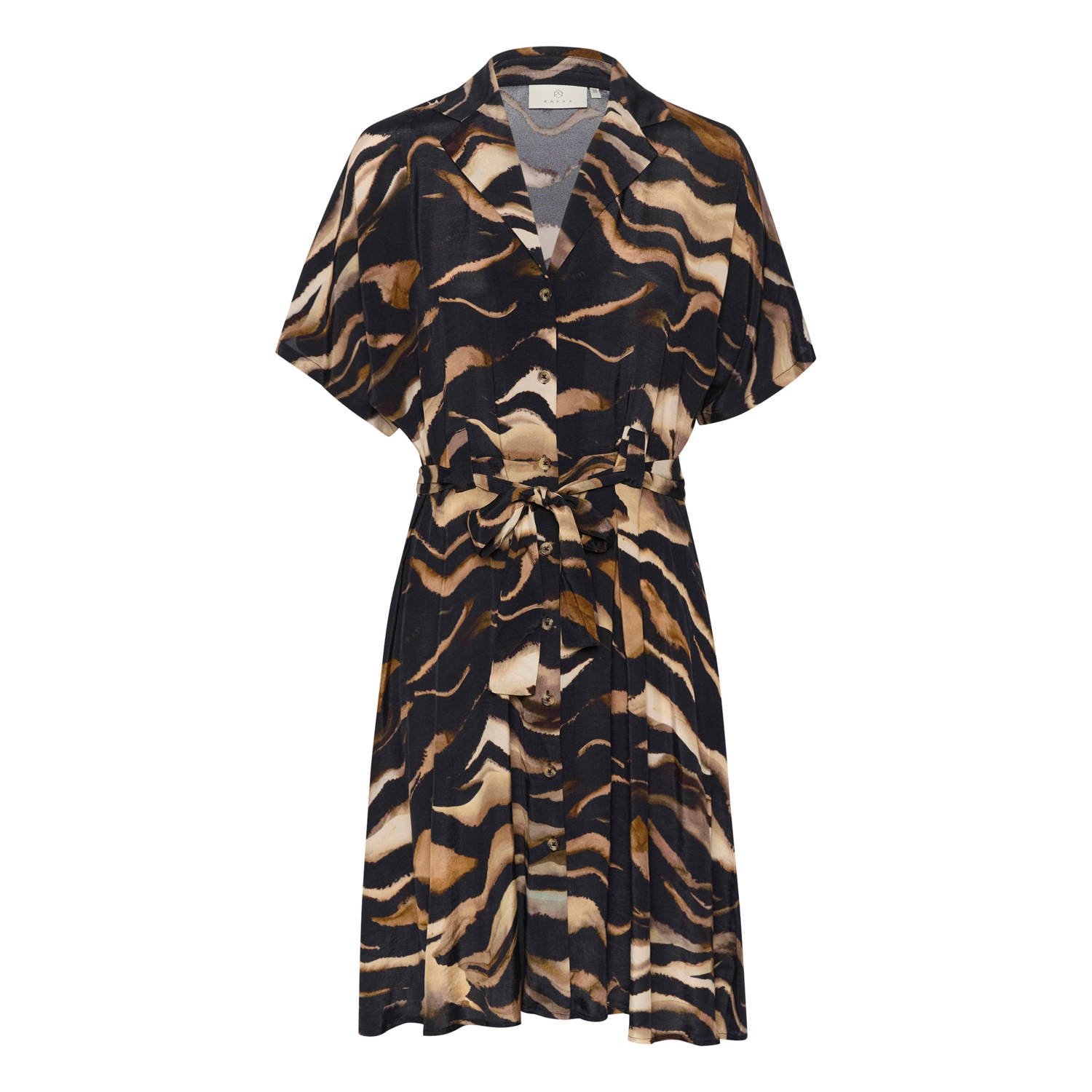 Kaffe blousejurk KAlaila met dierenprint zwart beige