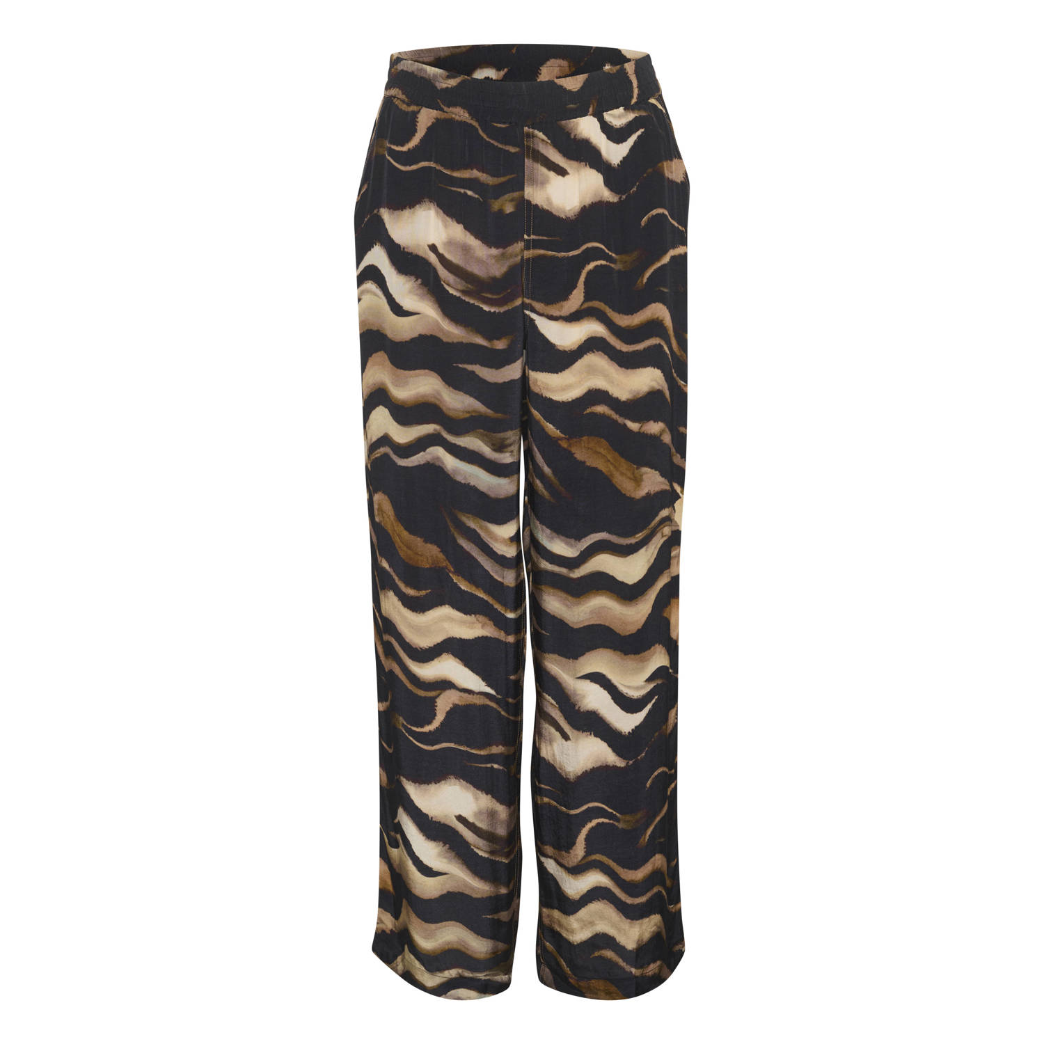 Kaffe Wide leg stoffen broek met elastische band model 'laila'
