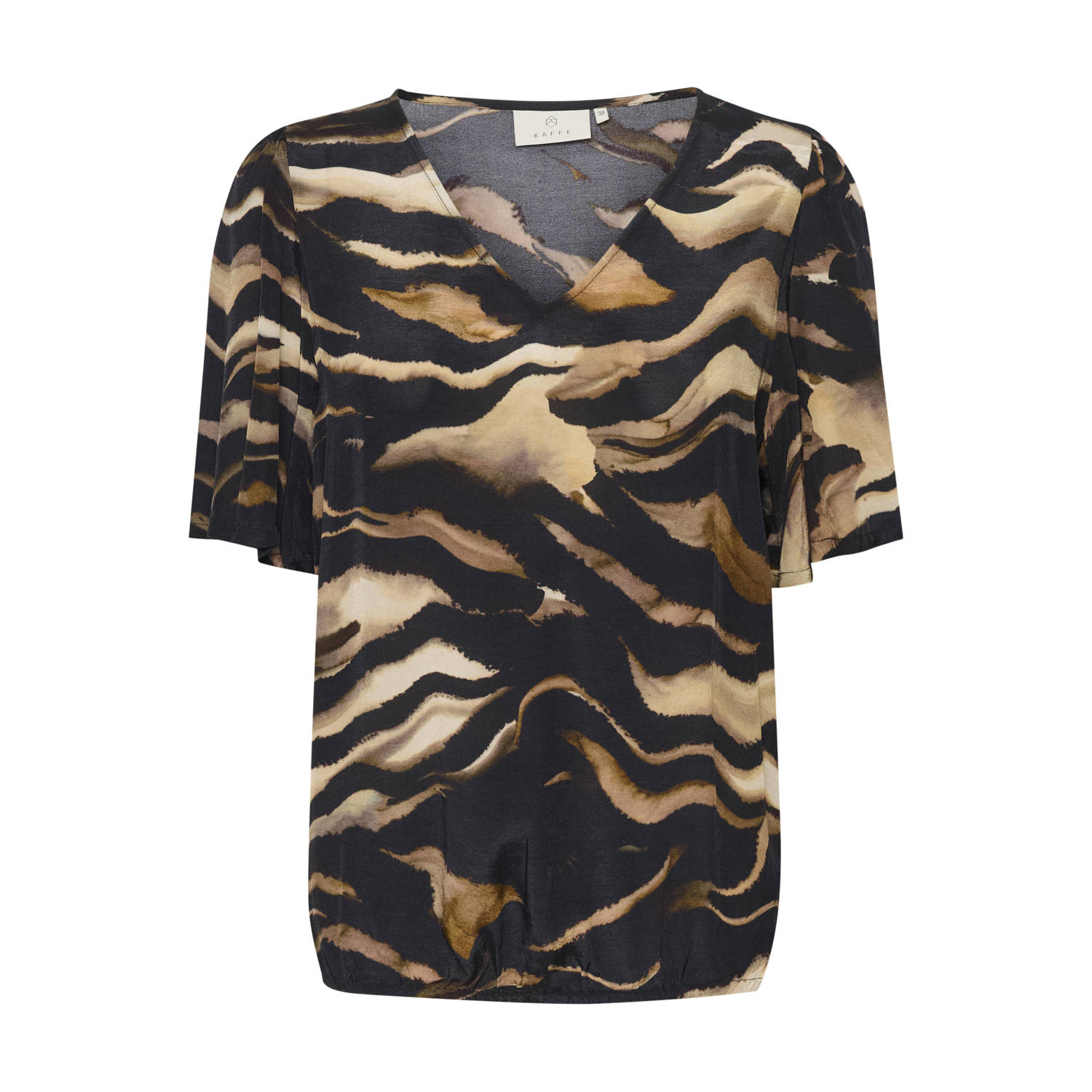 Kaffe Tijgerprint Blouse Stijlvolle V-Hals Multicolor Dames