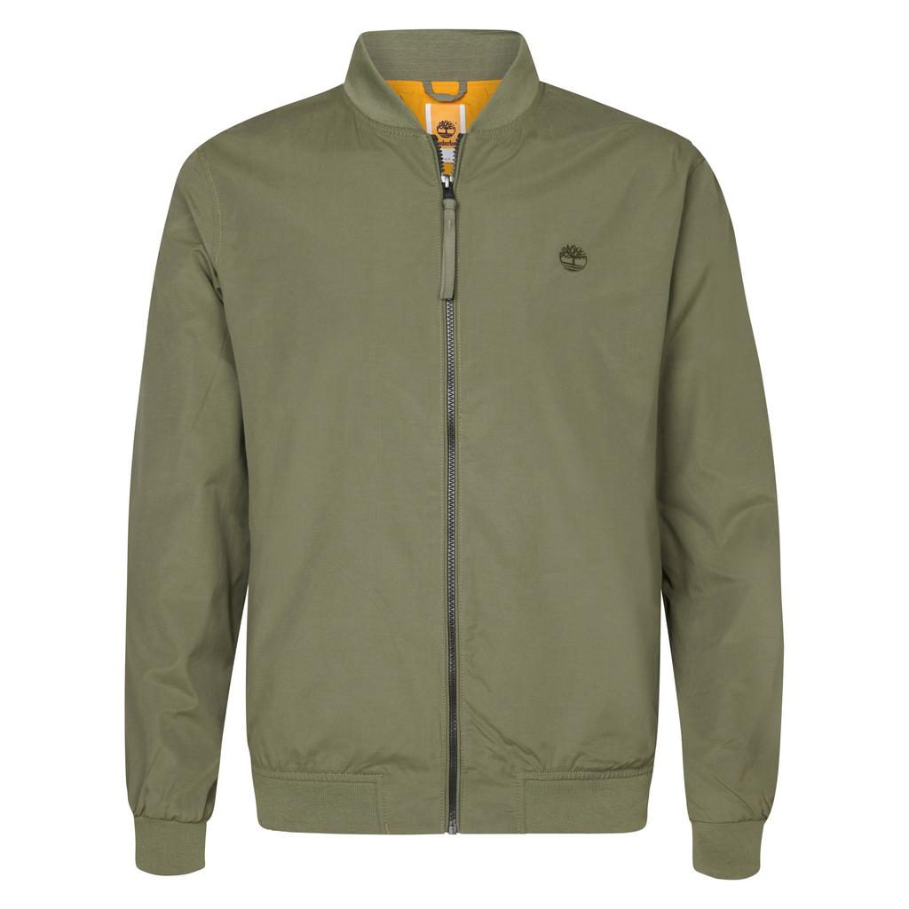 Groene heren Timberland bomberjack van polyester met logo dessin, lange mouwen, opstaande kraag en ritssluiting