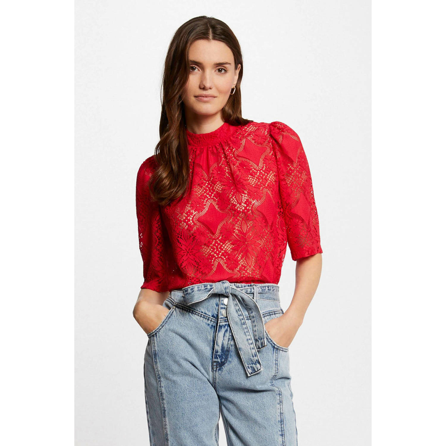 Morgan kanten top rood