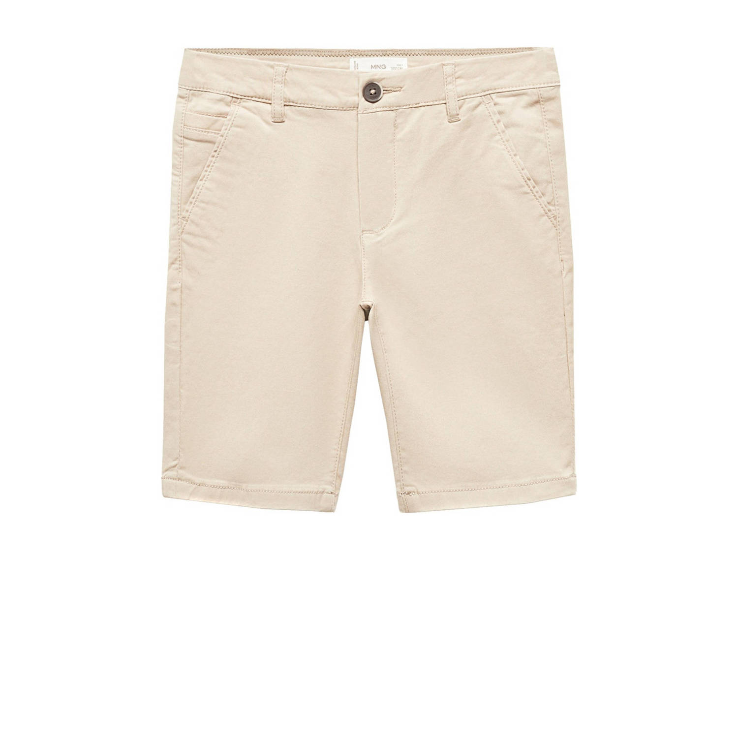 Mango Kids regular fit chino short lichtbeige Korte broek Jongens Stretchkatoen 116