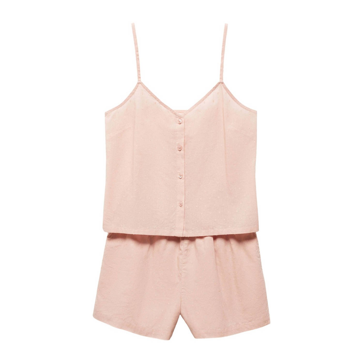 Mango Kids shortama pastelroze Meisjes Katoen V-hals Effen 152(XXS)