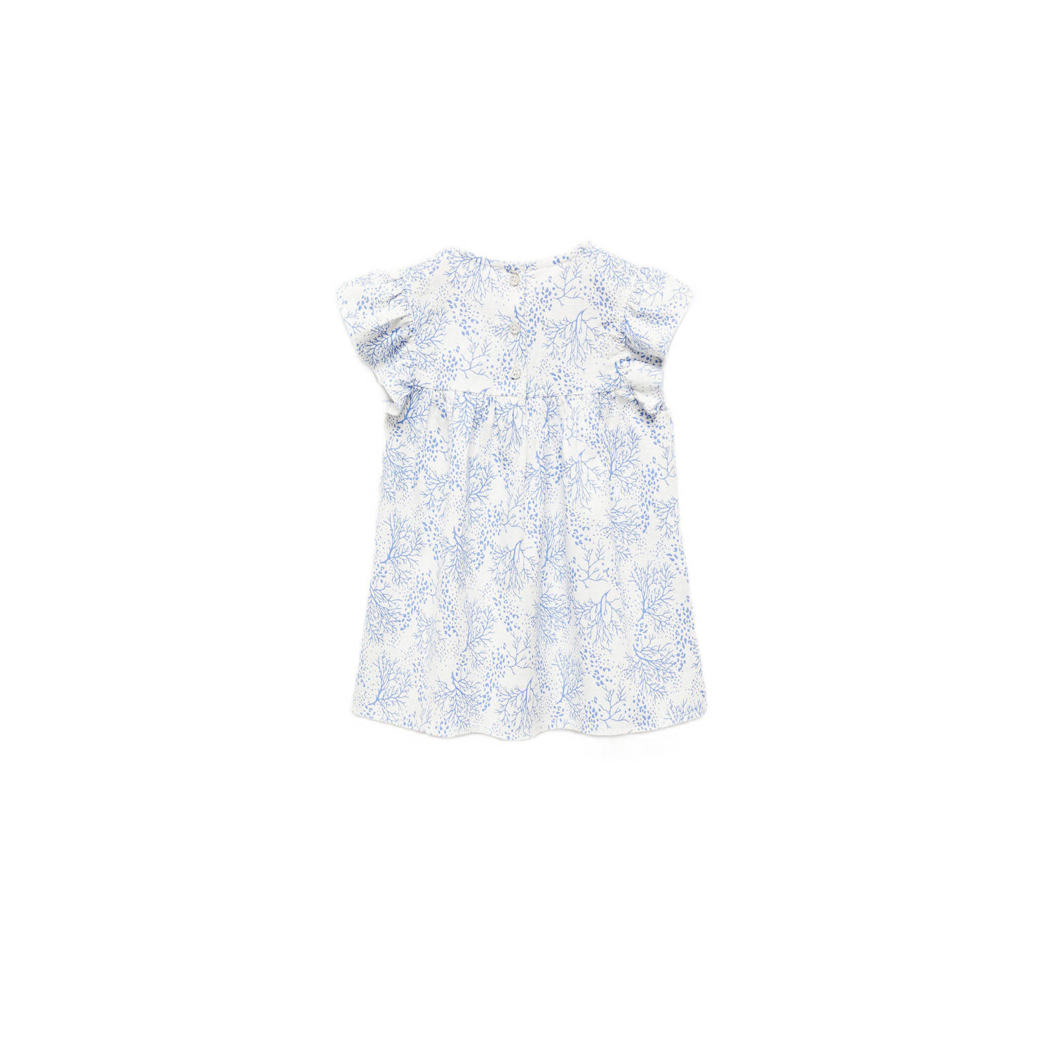 Mango Kids top met all over print en ruches blauw wit