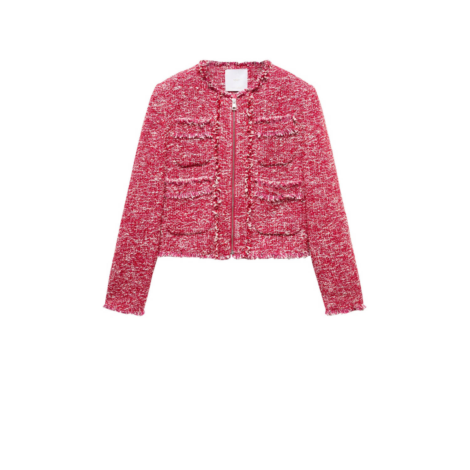 Mango gemêleerde tweed jasje roze