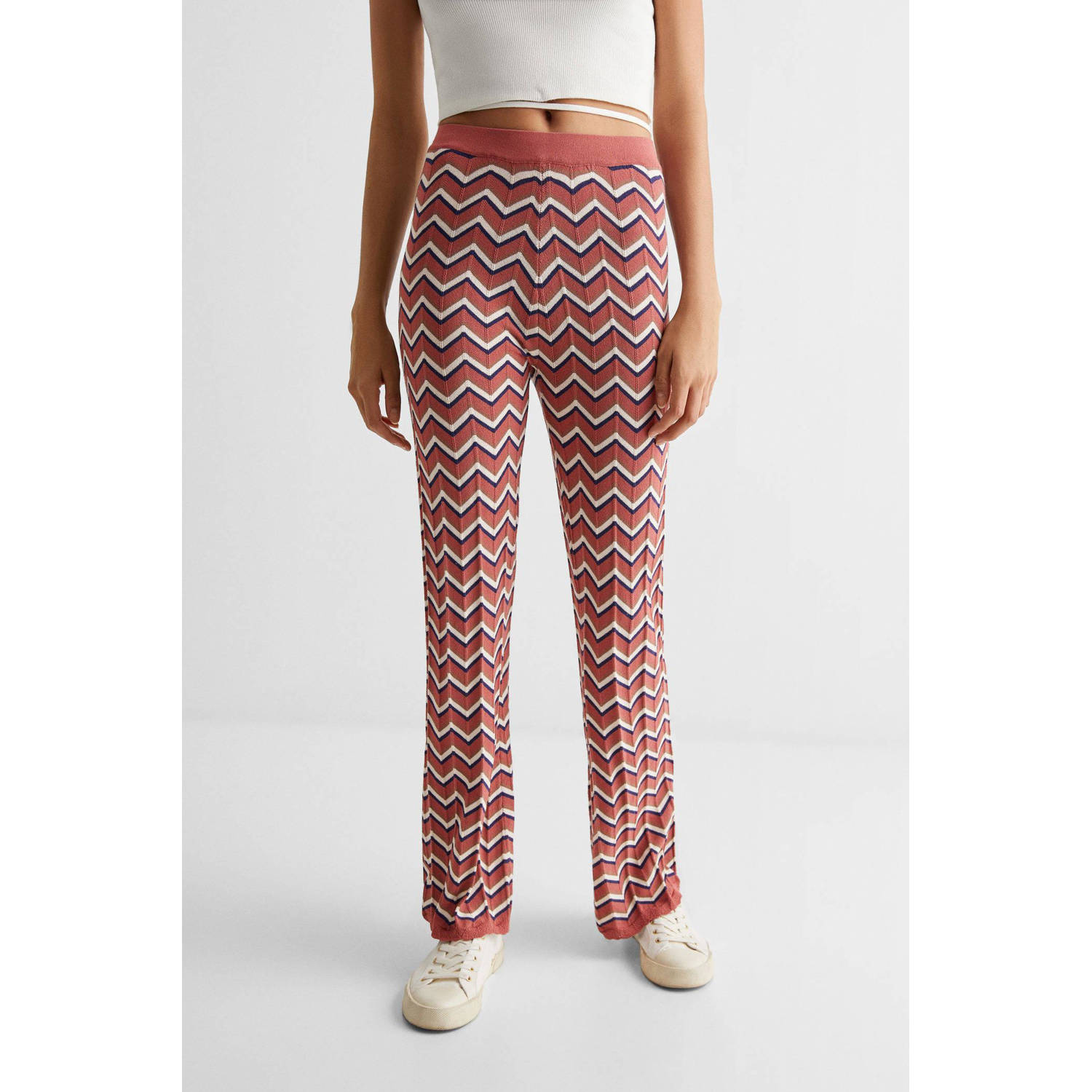 Mango Kids flared broek met all over print oudroze