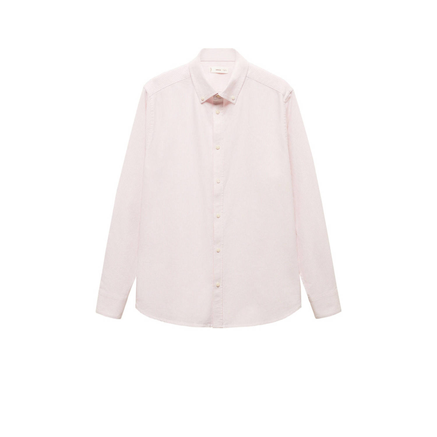 Mango Kids gestreepte blouse lichtroze wit Meisjes Katoen Klassieke kraag 158(XXS)