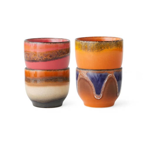 HKLIVING mok 70s (Ø8 cm) (250 ml) (set van 4) afbeelding
