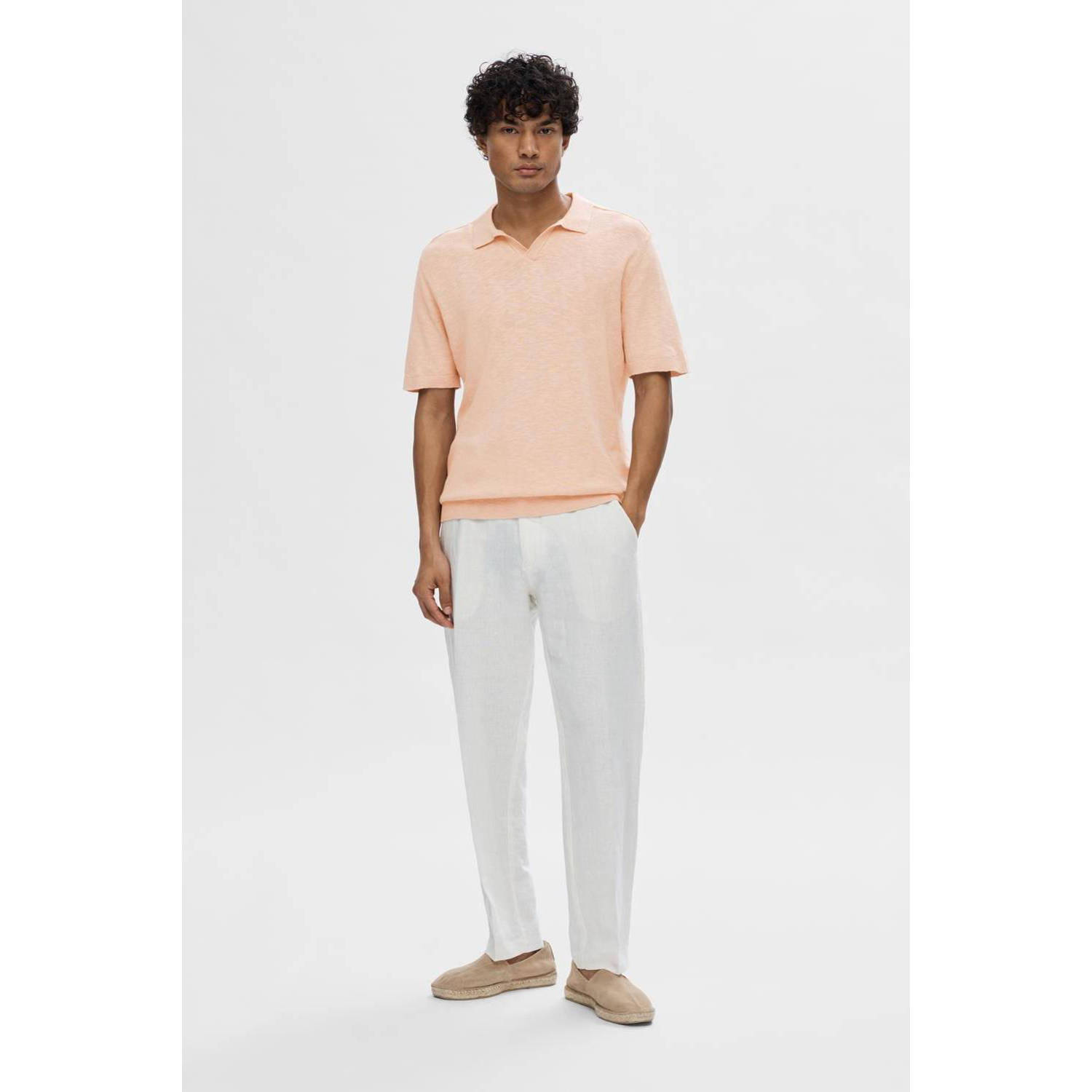 SELECTED HOMME gemêleerde polo cameo rose