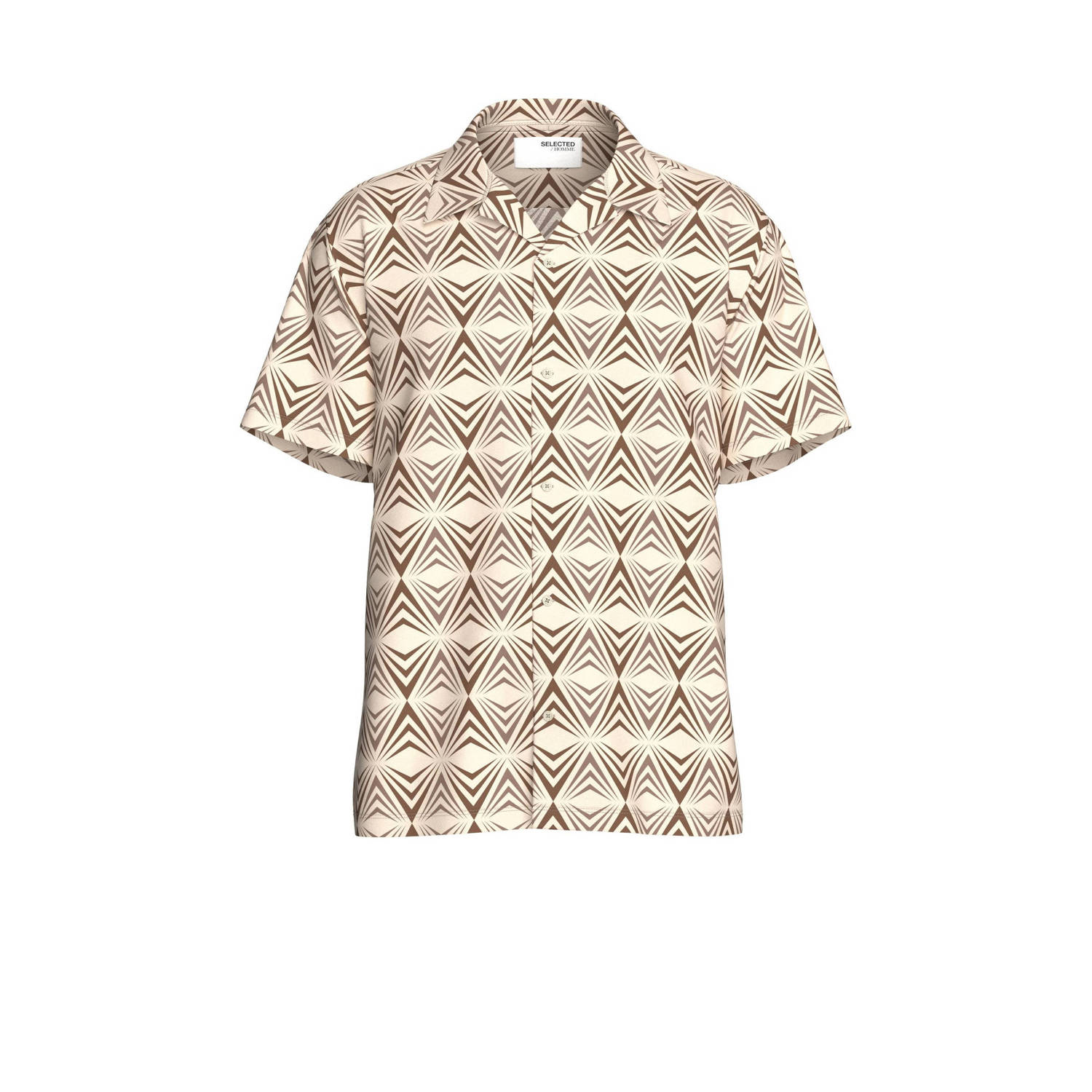 SELECTED HOMME regular fit overhemd SLHREG met all over print beige