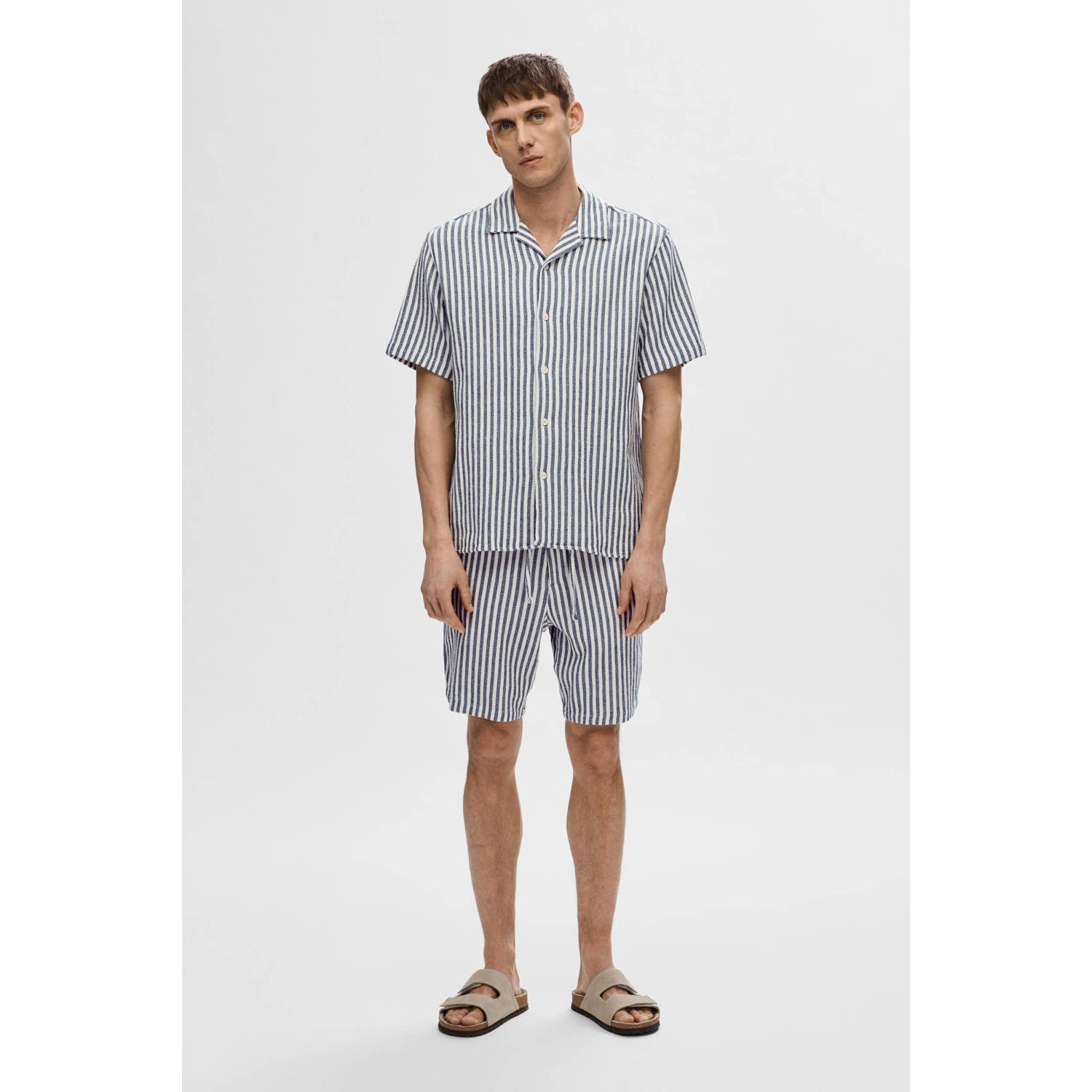 SELECTED HOMME gestreepte regular fit short BRODY dark sapphirestripes