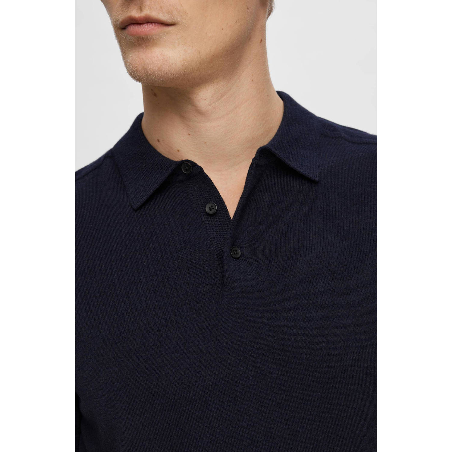 SELECTED HOMME regular fit polo SLHBERG navy blazer
