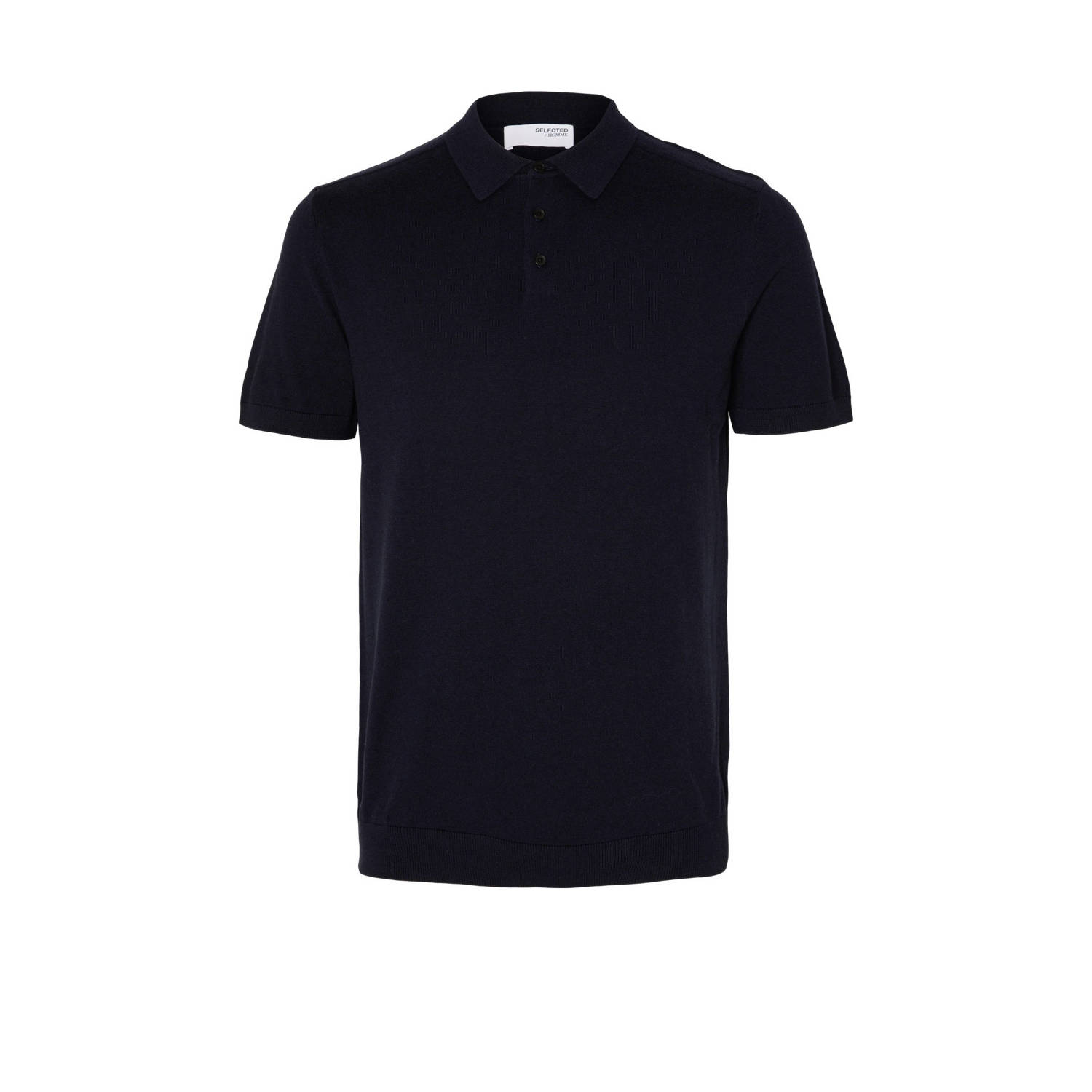 SELECTED HOMME Heren Polo's & T-shirts Slhberg Ss Knit Polo Noos Donkerblauw