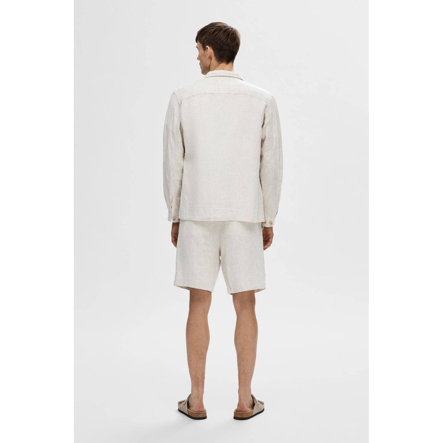 SELECTED HOMME loose fit overshirt SLHMADS grijs