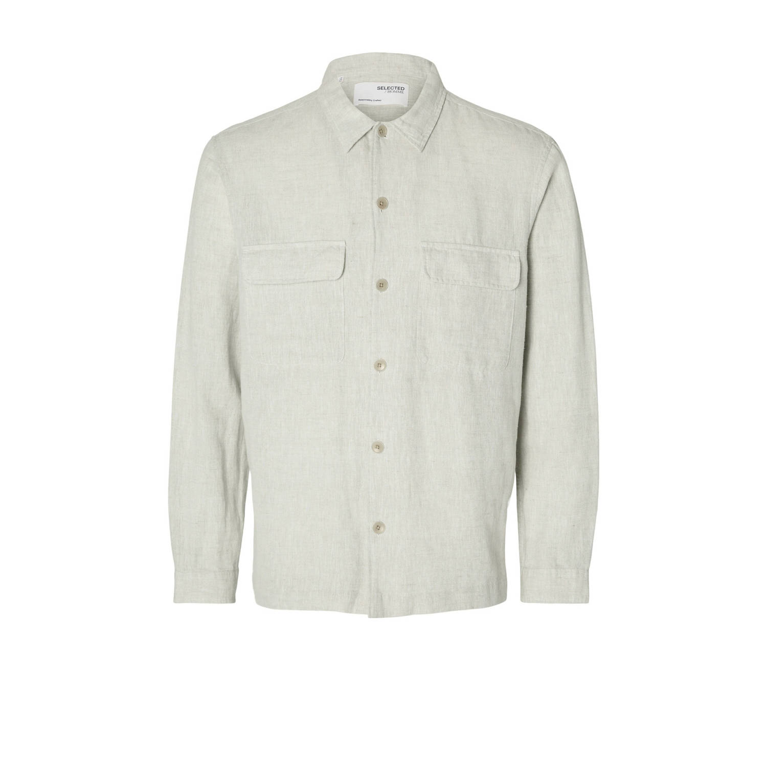 SELECTED HOMME loose fit overshirt SLHMADS grijs