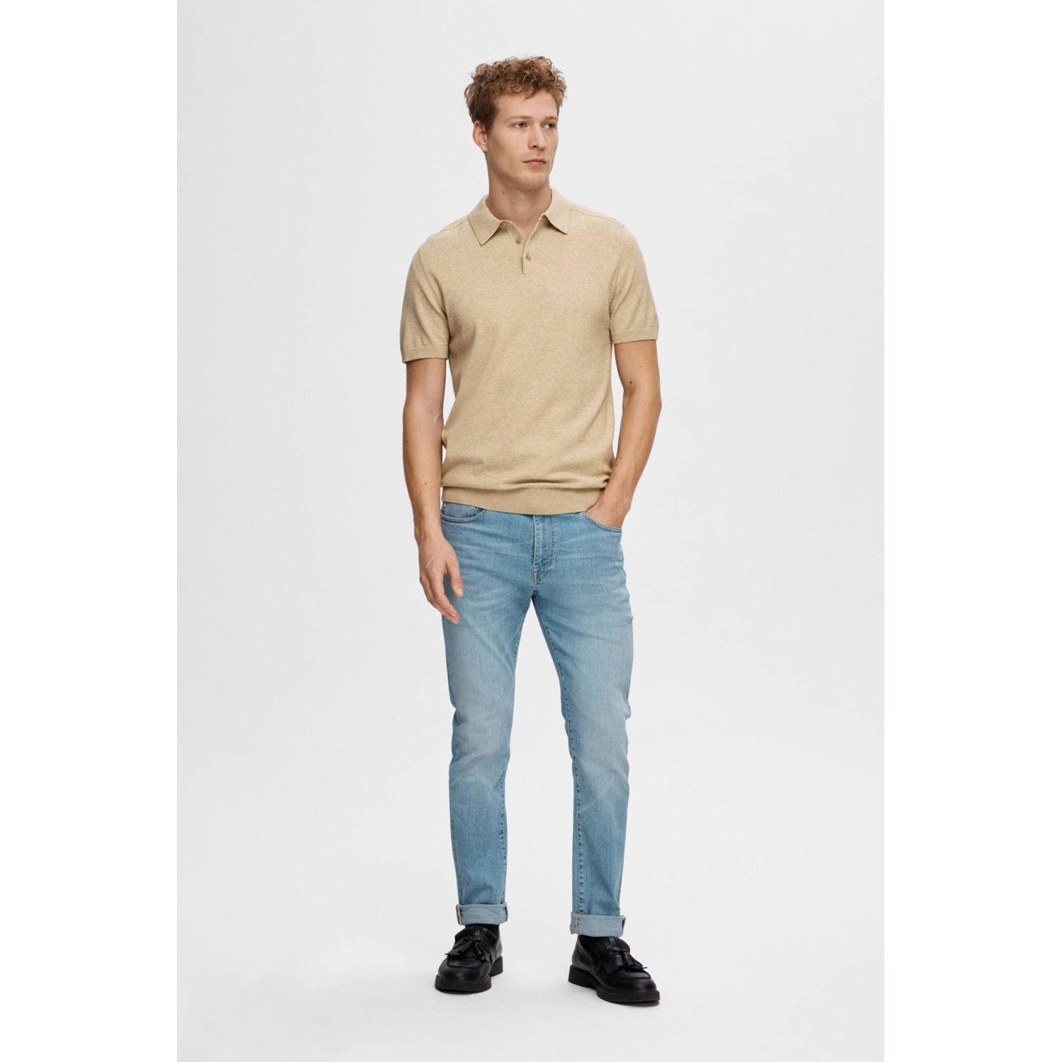 SELECTED HOMME regular fit polo SLHBERG kelpdetail:melange