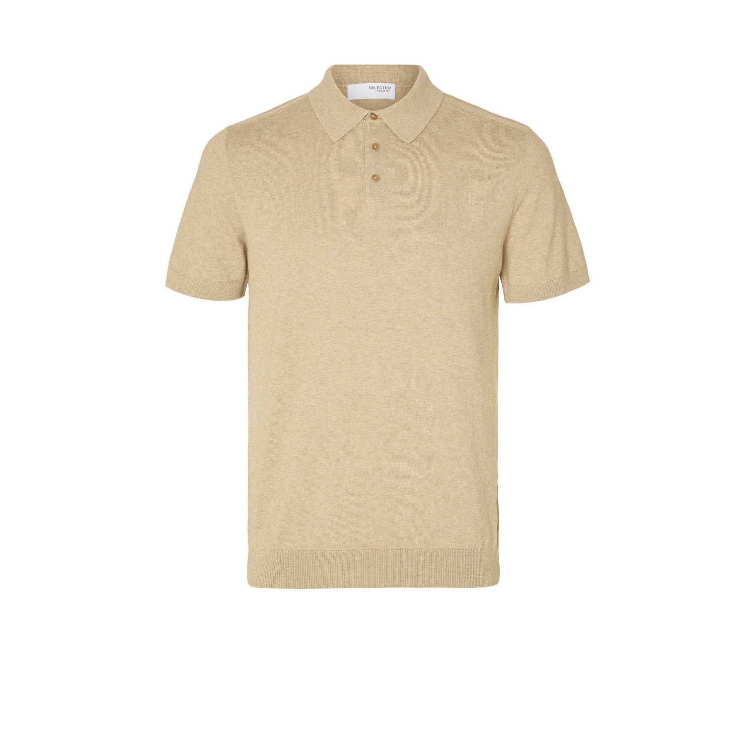 SELECTED HOMME Heren Polo's & T-shirts Slhberg Ss Knit Polo Noos Beige