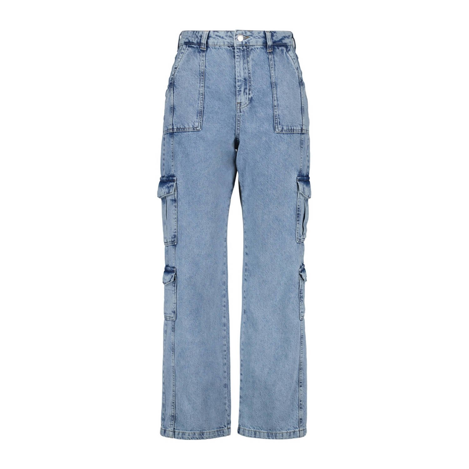MS Mode high waist straight jeans medium blue denim