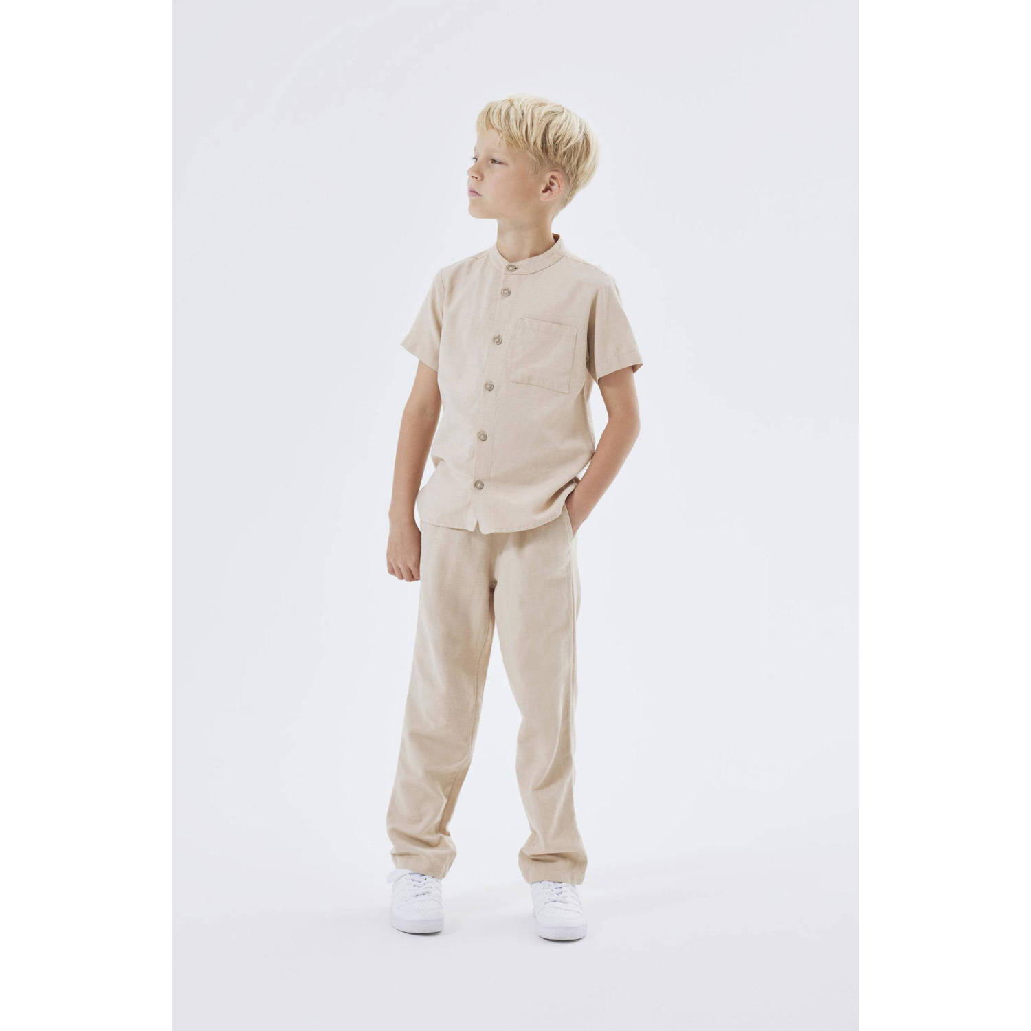 NAME IT KIDS overhemd NKMFAHER beige
