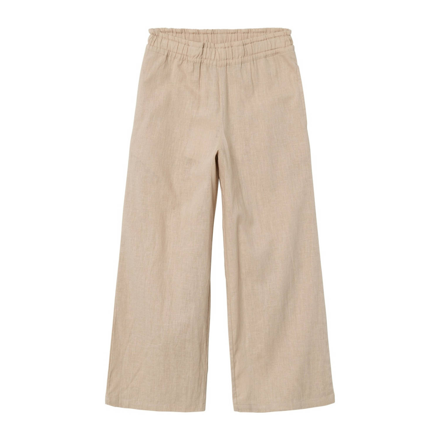 Name it KIDS wide leg broek NKFFALINNEN beige Meisjes Katoen Effen 116