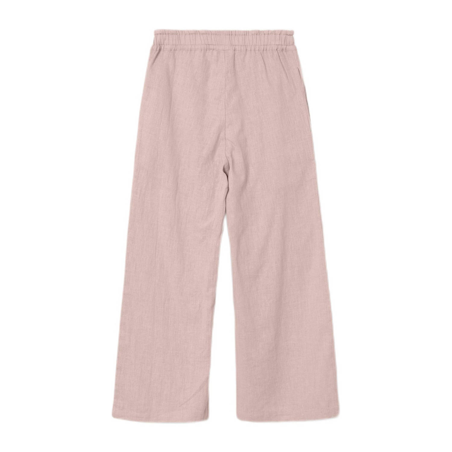 NAME IT KIDS wide leg broek NKFFALINNEN licht oudroze