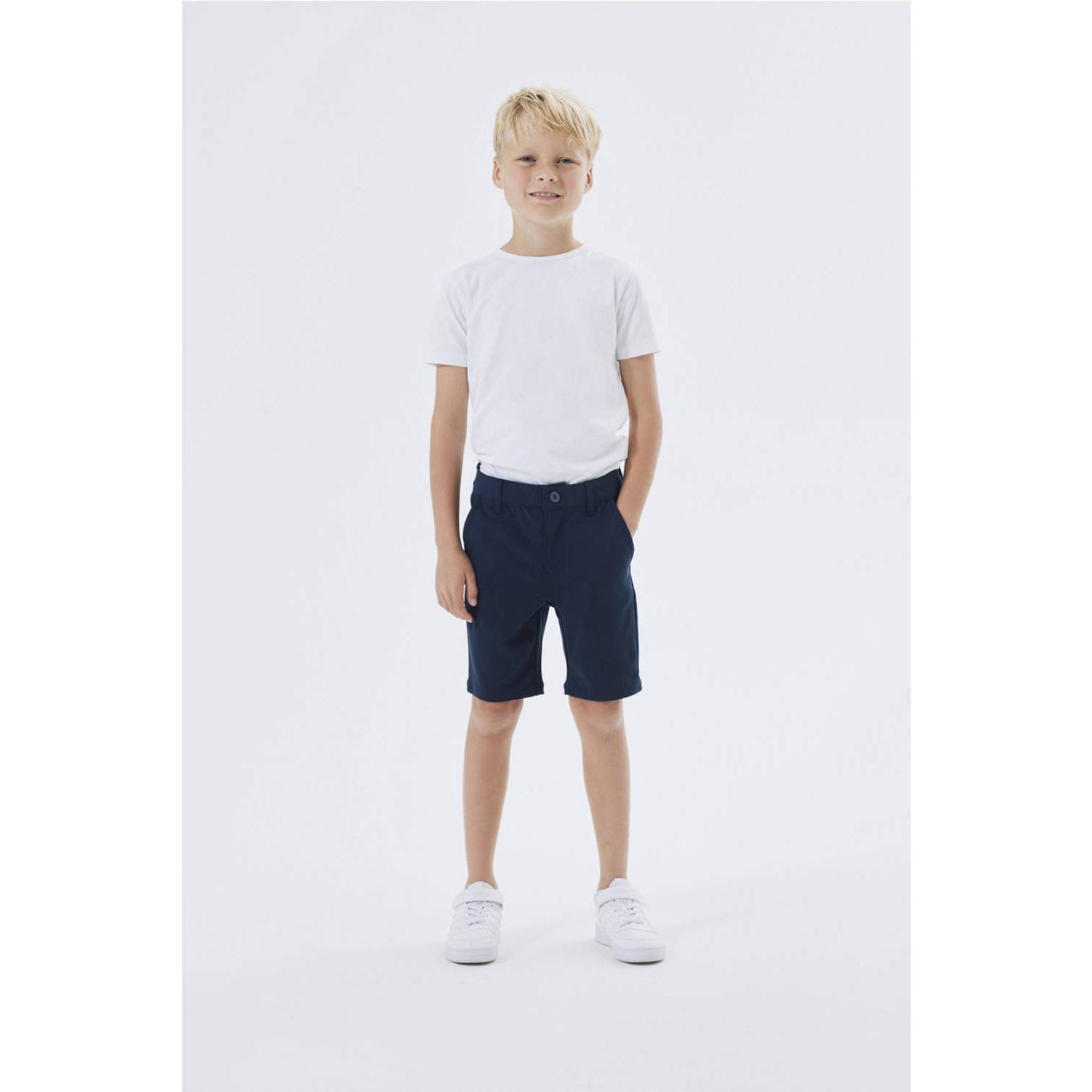 Name it KIDS slim fit bermuda NKMSILAS donkerblauw Korte broek Jongens Viscose 134