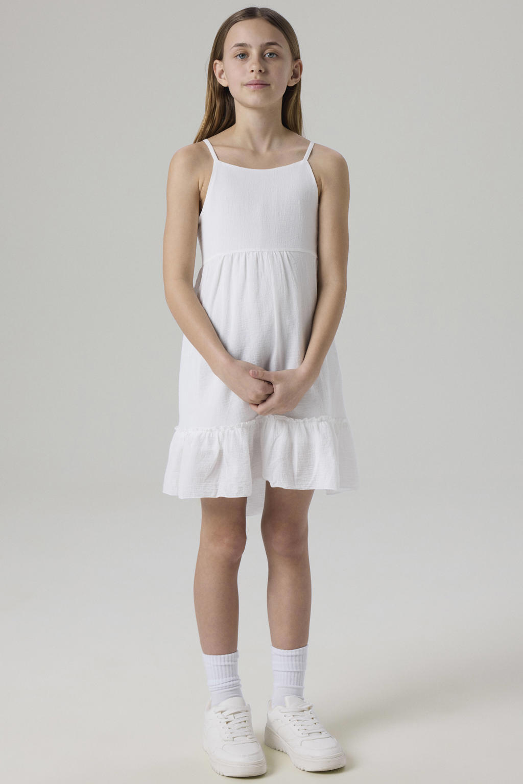 NAME IT KIDS gehaakte A-lijn jurk NKFFIMIA met open rug wit