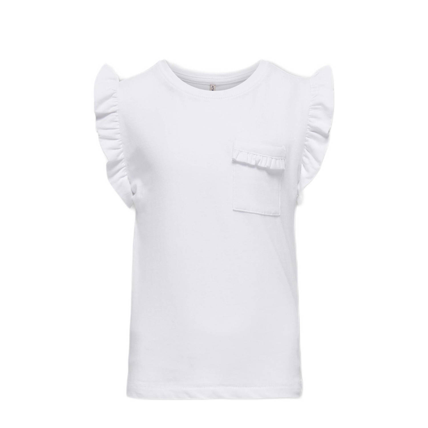 Only KIDS GIRL top KOGFILIPPA wit Meisjes Katoen Ronde hals Effen 110 116