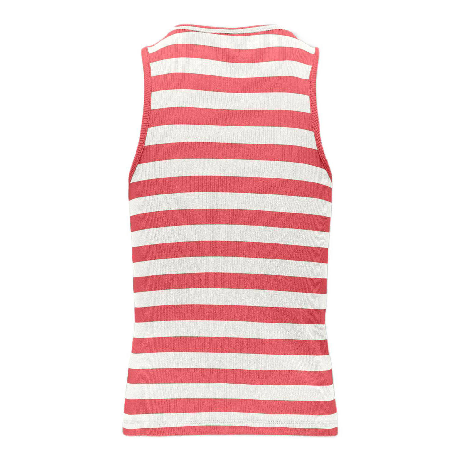 ONLY KIDS GIRL gestreepte ribgebreide top KOGKENYA zoetroze wit