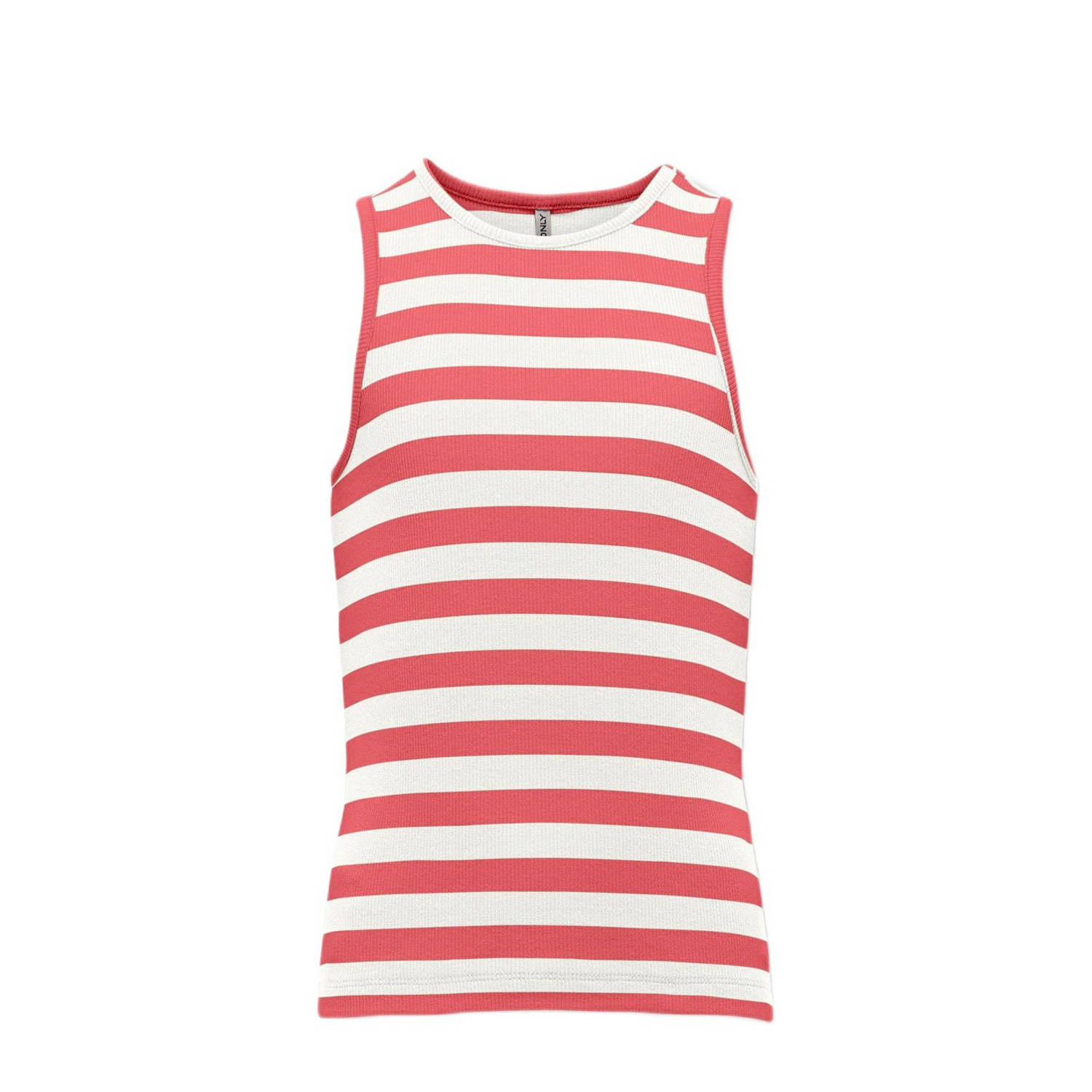 ONLY KIDS GIRL gestreepte ribgebreide top KOGKENYA zoetroze wit