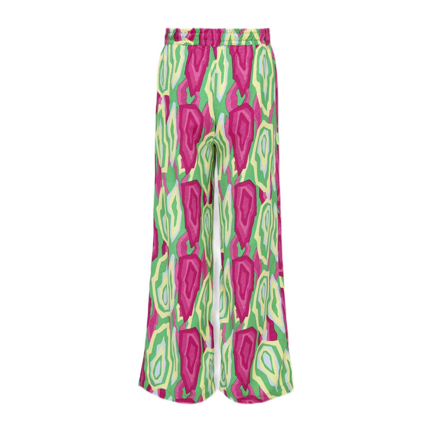 ONLY KIDS GIRL wide leg broek KOGLINO met all over print groen fuchsia