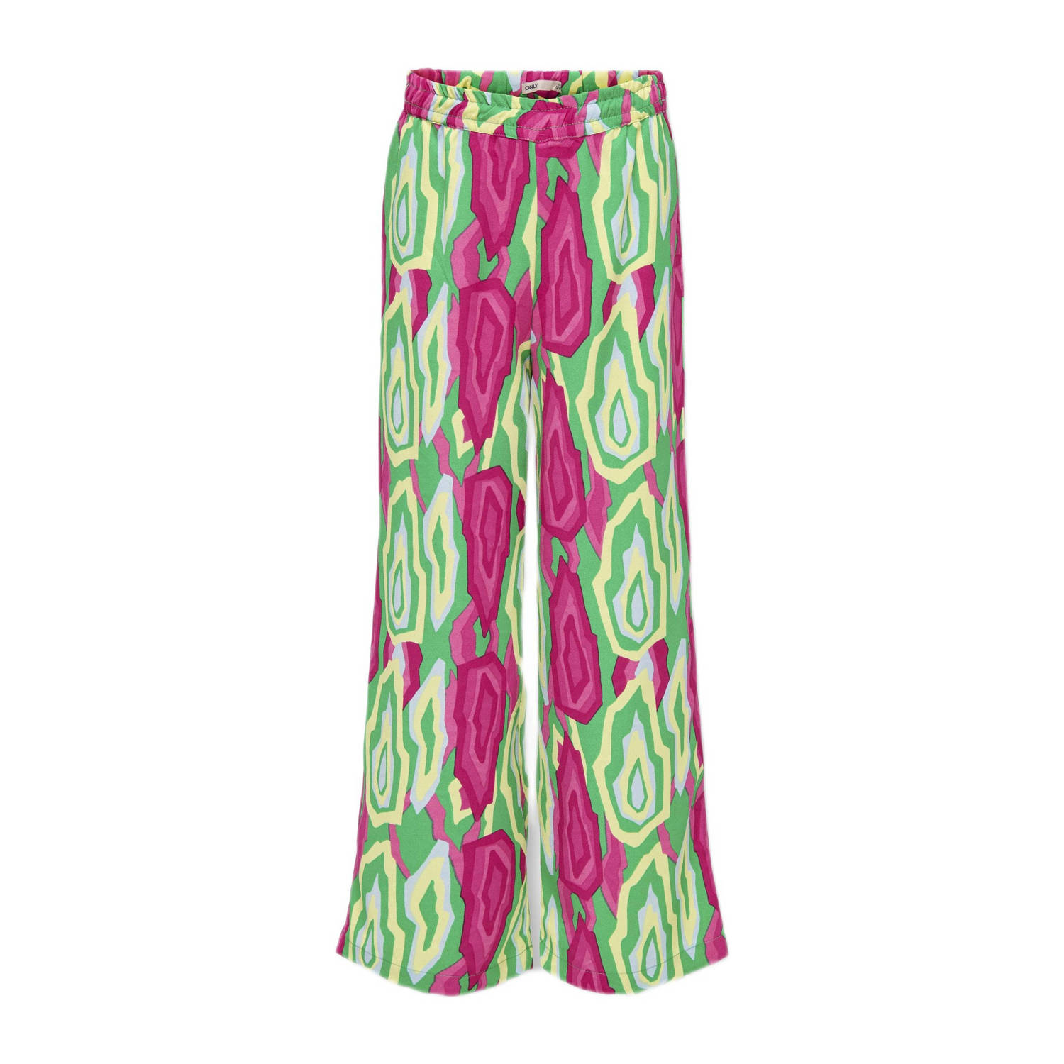 Only KIDS GIRL wide leg broek KOGLINO met all over print groen fuchsia Meisjes Polyester 140