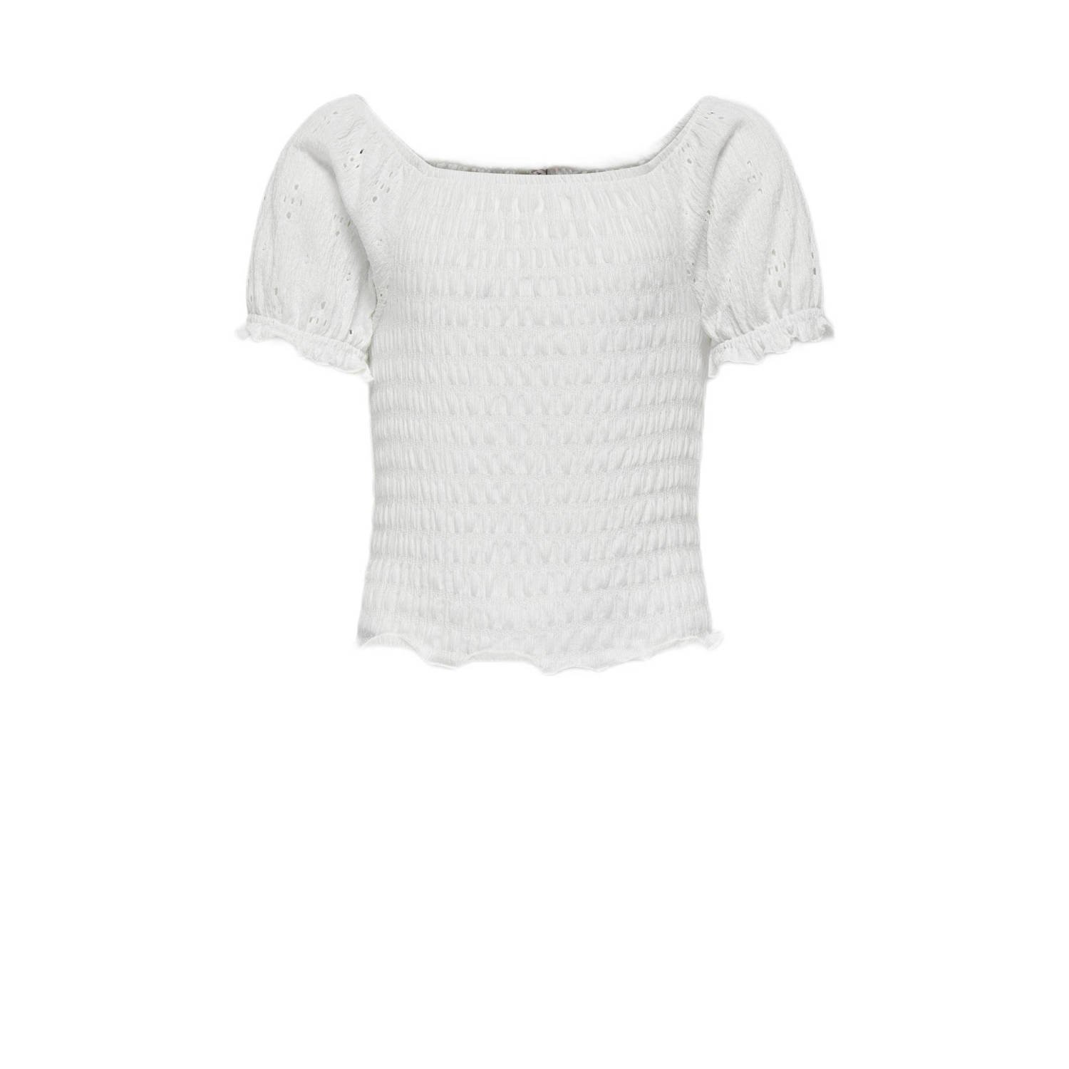 Only KIDS GIRL top KOGTILDA wit Meisjes Polyester Ronde hals Effen 122 128