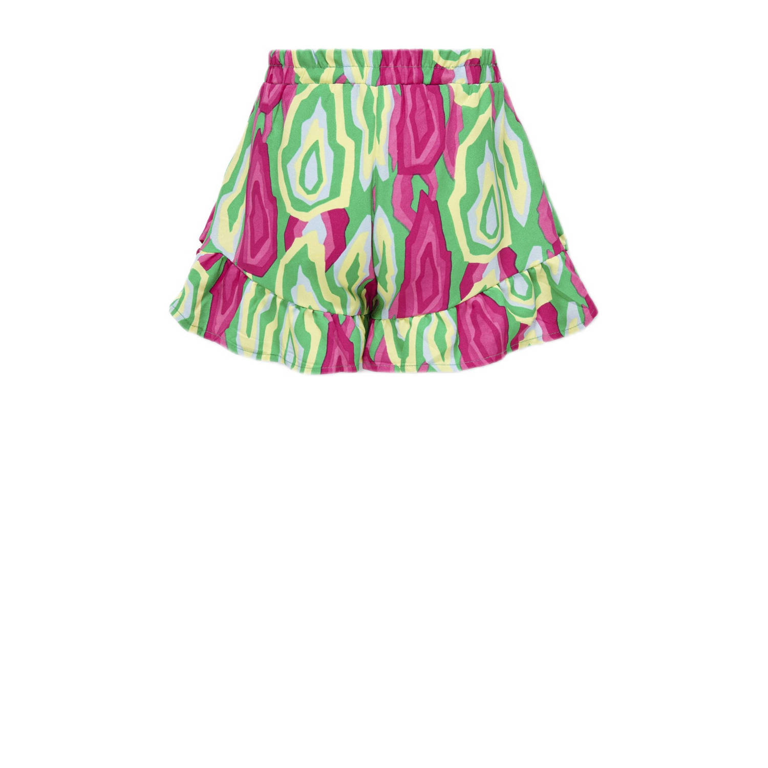 ONLY KIDS GIRL skort KOGSIA met all over print en ruches felgroen fuchsia