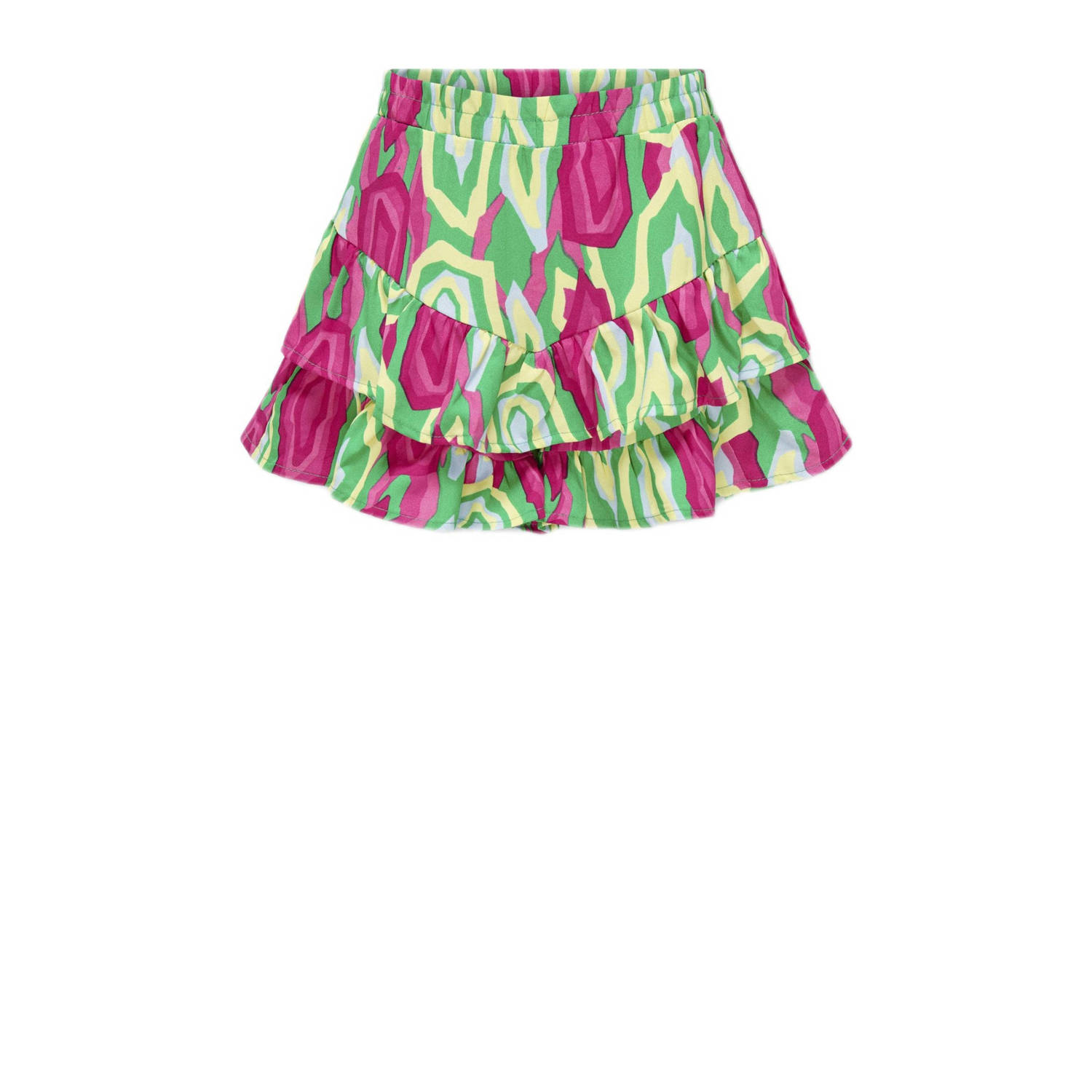 Only KIDS GIRL skort KOGSIA met all over print en ruches felgroen fuchsia Rok Meisjes Polyester 116